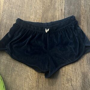 Women's Navy Velvet Lounge Shorts